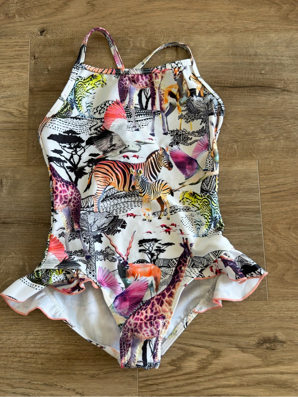 Molo White Multicolor Safari Animal One-Piece Swimsuit